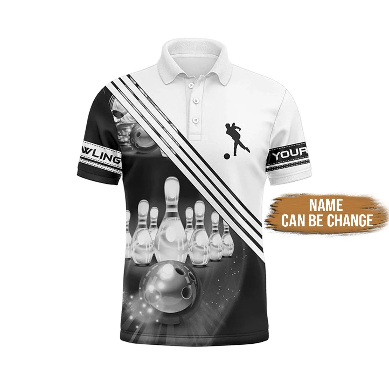 Bowling Custom Men Polo Shirt - Custom Bowling Shirts For Men Bowling Ball And Pins Personalized Bowling Polo Shirt - Perfect Gift For Friend, Family - Image 3