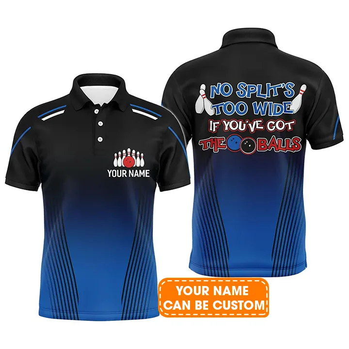 Bowling Custom Men Polo Shirt - Custom Funny Bowling Polo with Name, No Split's Too Wide Bowlers Personalized Bowling Polo Shirt - Perfect Gift For Friend, Family - Image 2