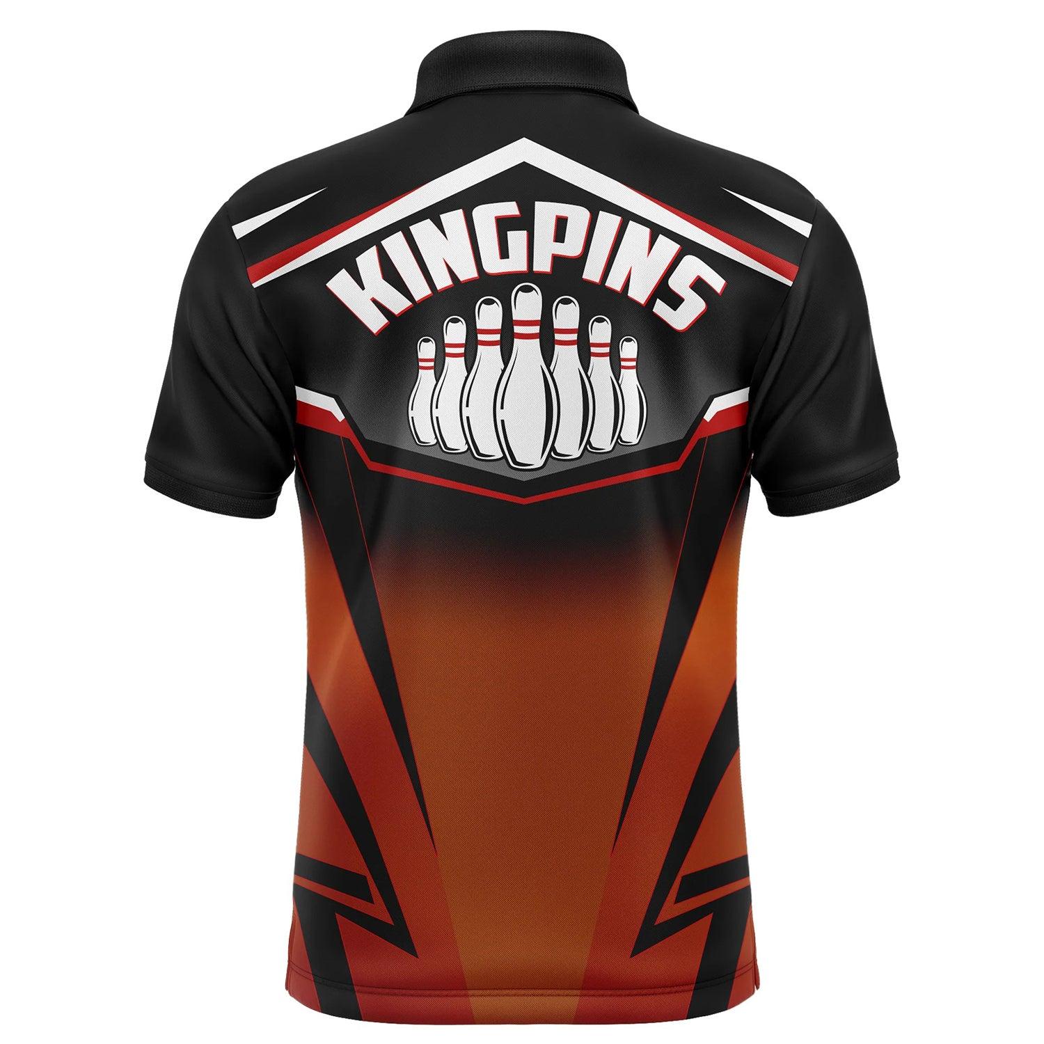 Bowling Custom Men Polo Shirt - Custom Kingpins Orange Polo Bowling Personalized Bowling Polo Shirt - Perfect Gift For Friend, Family - Image 3