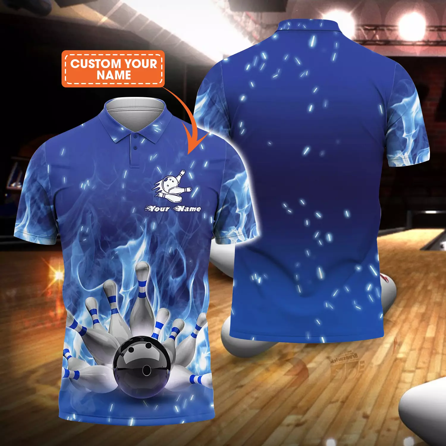 Bowling Custom Men Polo Shirt - Custom Name Bowling Game Strike Rot 3d Render Abstract Personalized Bowling Polo Shirt - Perfect Gift For Friend, Family