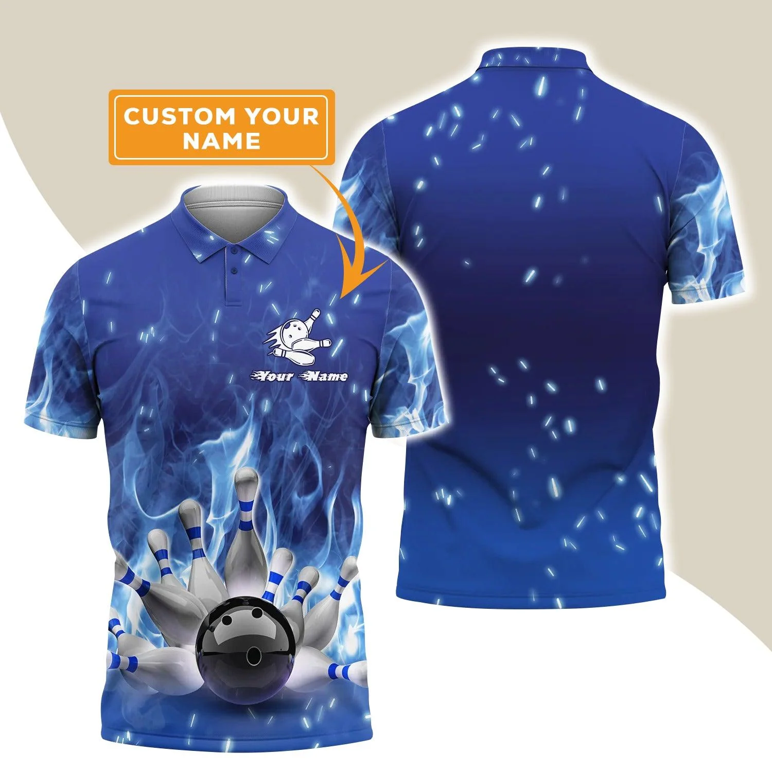 Bowling Custom Men Polo Shirt - Custom Name Bowling Game Strike Rot 3d Render Abstract Personalized Bowling Polo Shirt - Perfect Gift For Friend, Family - Image 2
