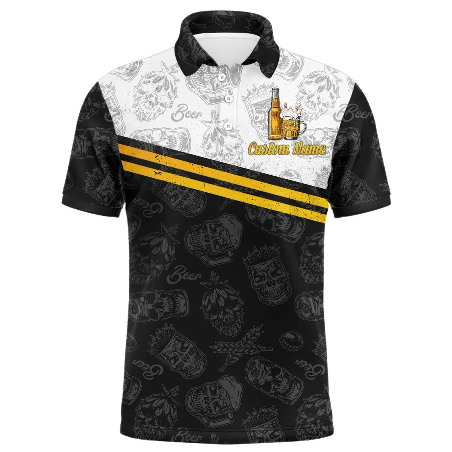 Bowling Custom Men Polo Shirt - Custom Name Easily Distracted By Bowling and Beer Personalized Bowling Polo Shirt - Gift For Friend, Family - Image 2