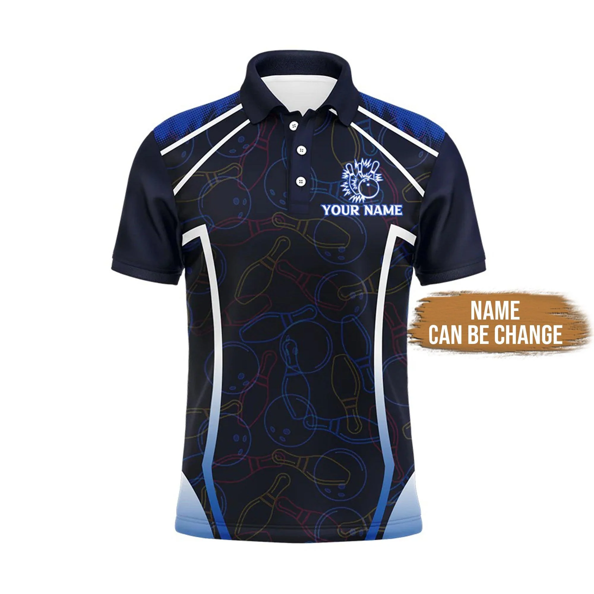 Bowling Custom Men Polo Shirt - Custom Name Funny Blue Bowling, Your Ball Will Be Right Back Personalized Bowling Polo Shirt - Perfect Gift For Friend, Family - Image 4