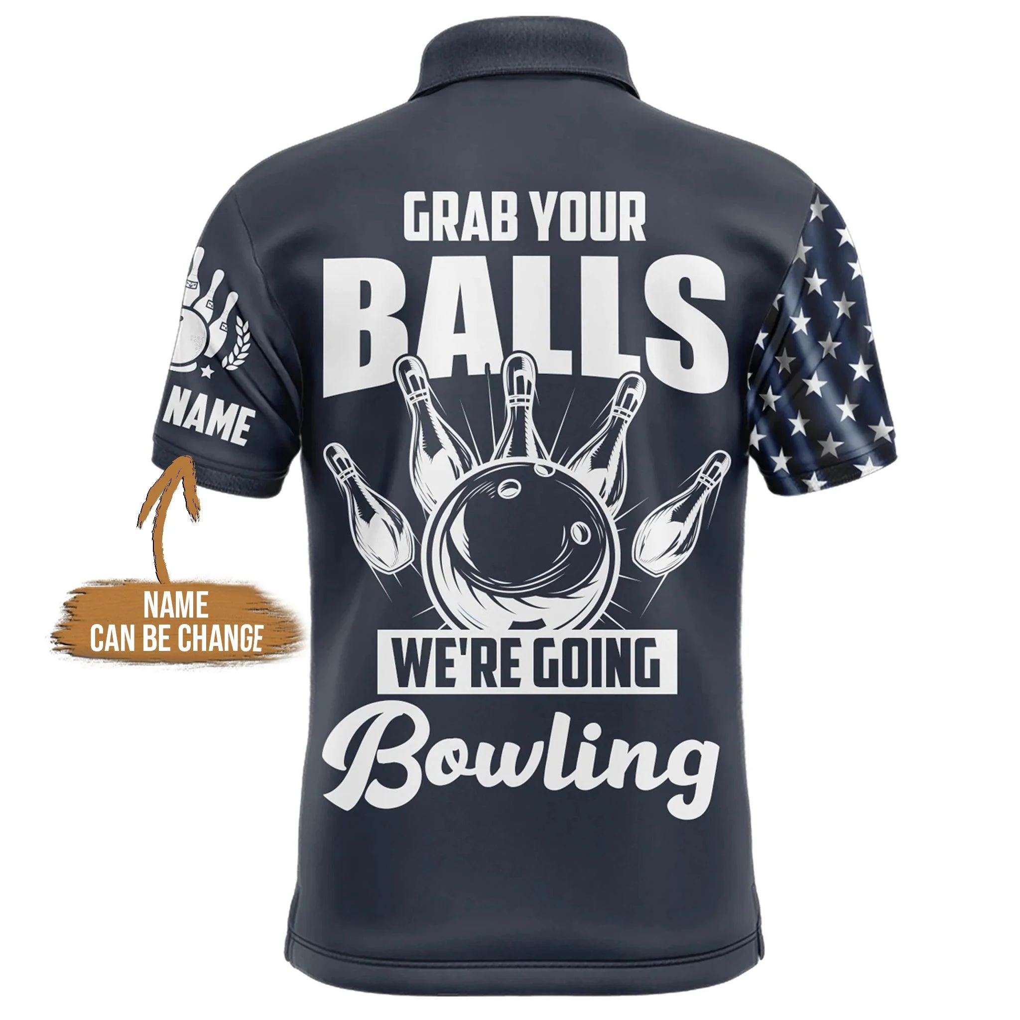 Bowling Custom Men Polo Shirt - Custom Name Grab Your Balls We're Going Bowling Personalized Bowling Polo Shirt - Gift For Friend, Family - Image 3