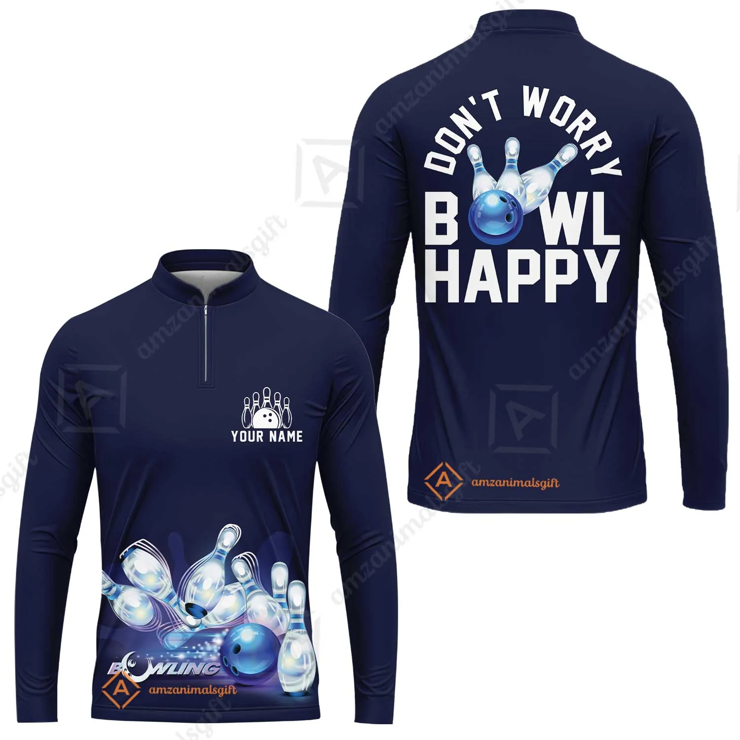 Bowling Custom Men Polo Shirt - Custom Name Polo Shirt, Don't Worry Bowl Happy Personalized Bowling Polo Shirt - Gift For Friend, Family, Bowling Lovers - Image 10