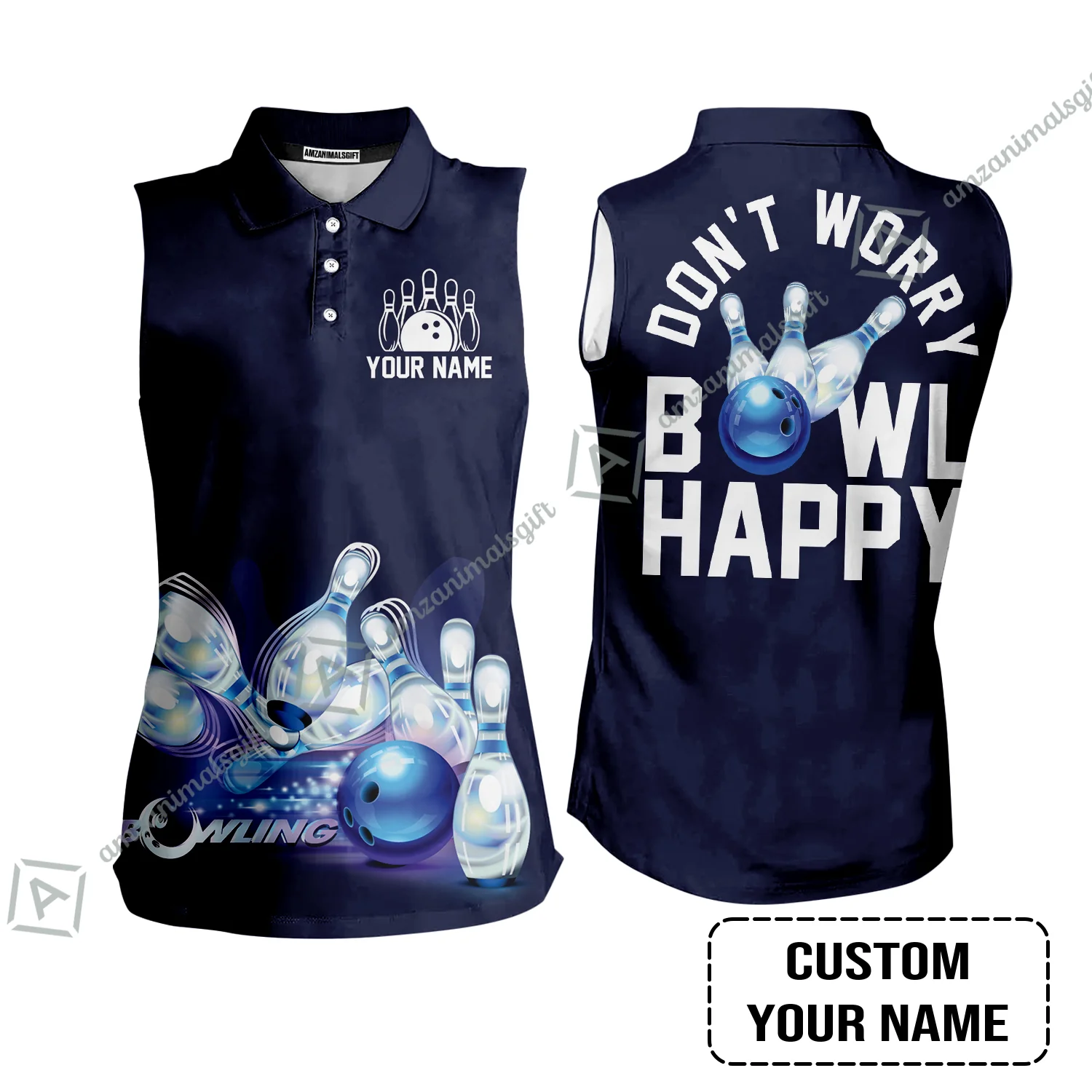 Bowling Custom Men Polo Shirt - Custom Name Polo Shirt, Don't Worry Bowl Happy Personalized Bowling Polo Shirt - Gift For Friend, Family, Bowling Lovers - Image 7