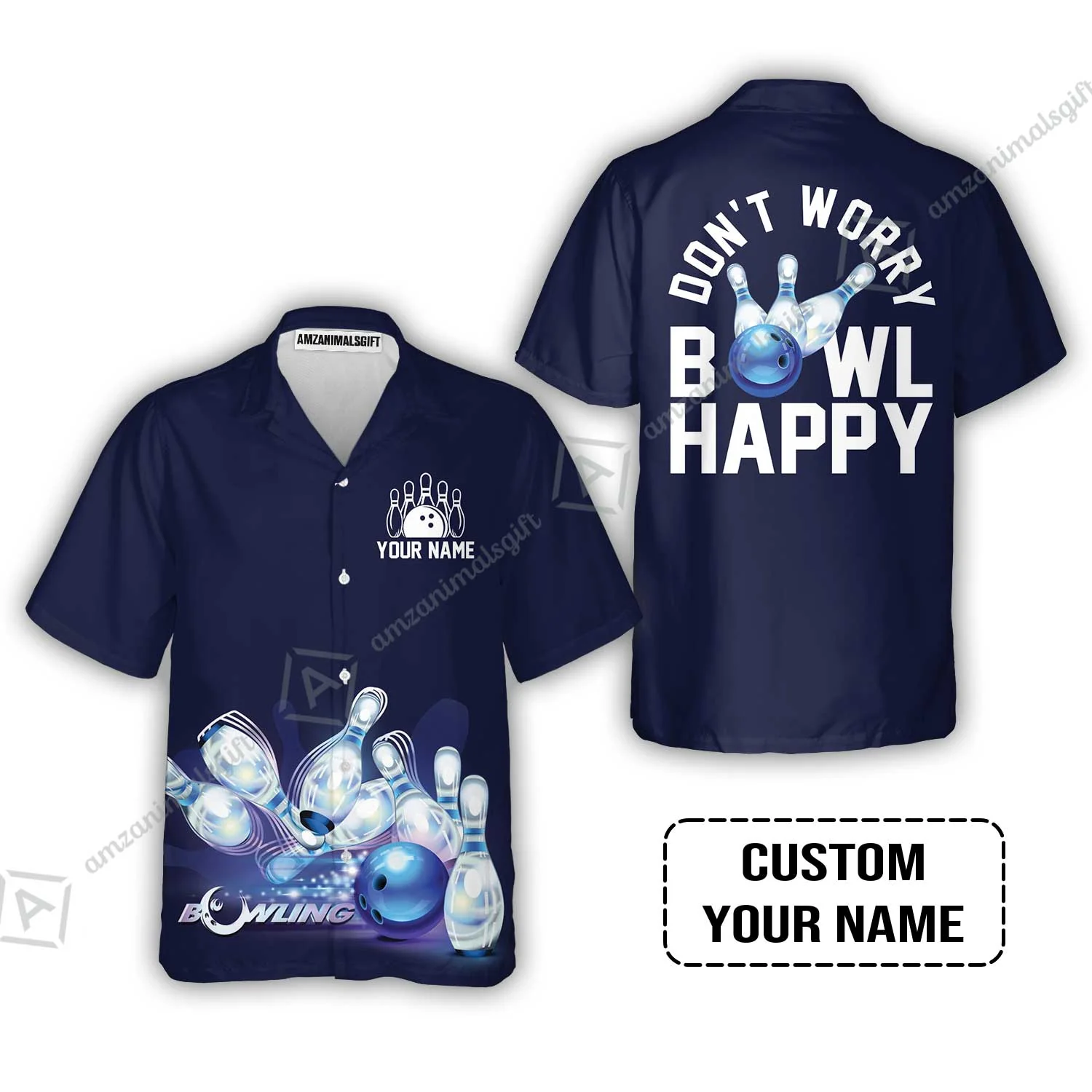 Bowling Custom Men Polo Shirt - Custom Name Polo Shirt, Don't Worry Bowl Happy Personalized Bowling Polo Shirt - Gift For Friend, Family, Bowling Lovers - Image 8
