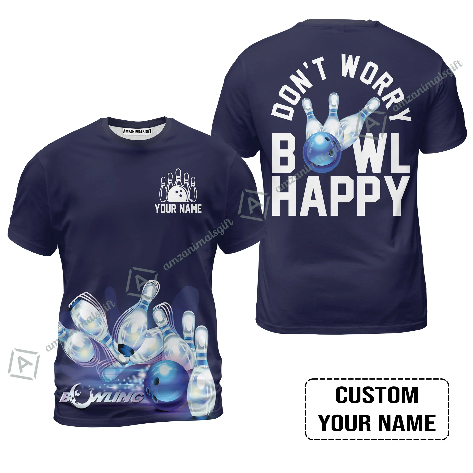 Bowling Custom Men Polo Shirt - Custom Name Polo Shirt, Don't Worry Bowl Happy Personalized Bowling Polo Shirt - Gift For Friend, Family, Bowling Lovers - Image 9