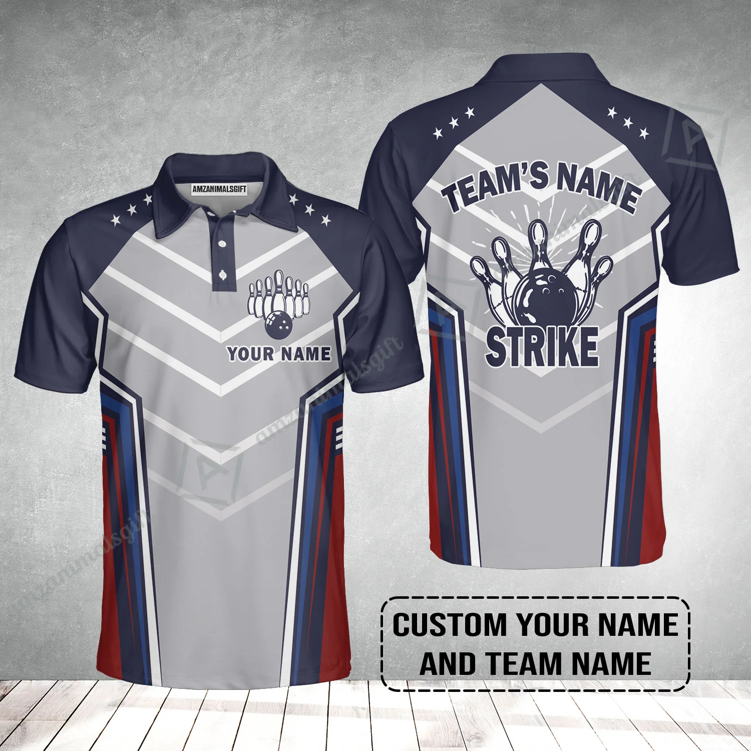 Bowling Custom Men Polo Shirt - Custom Name Strike Custom Bowling Shirt for Men Personalized Bowling Polo Shirt - Image 2