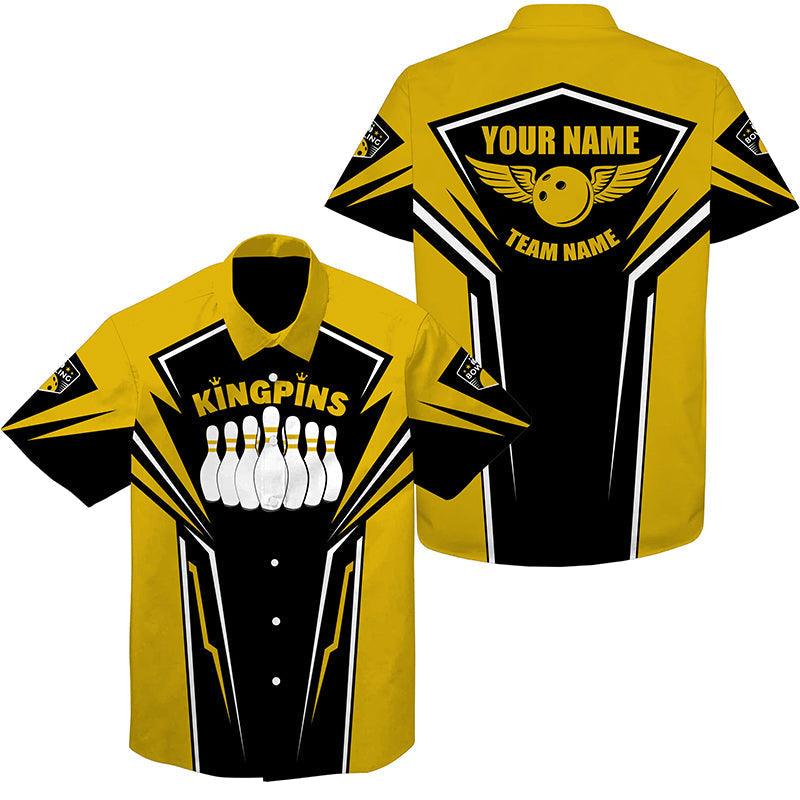 Bowling Custom Name And Team Name Hawaiian Shirt, King Pins Bowling Personalized Hawaiian Shirts For Men Women, Team, Bowling Lovers, Bowlers
