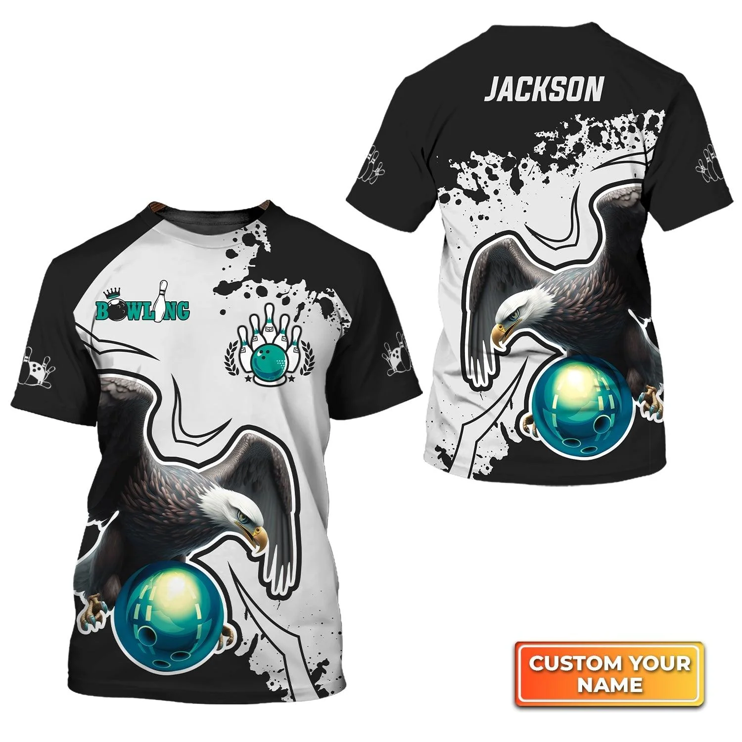 Bowling Custom Name T Shirt, American Eagle Bowling Team Personalized Name T-Shirt For Men, Perfect Gift For Bowling Lovers, Bowlers, Team, Friend - Image 3