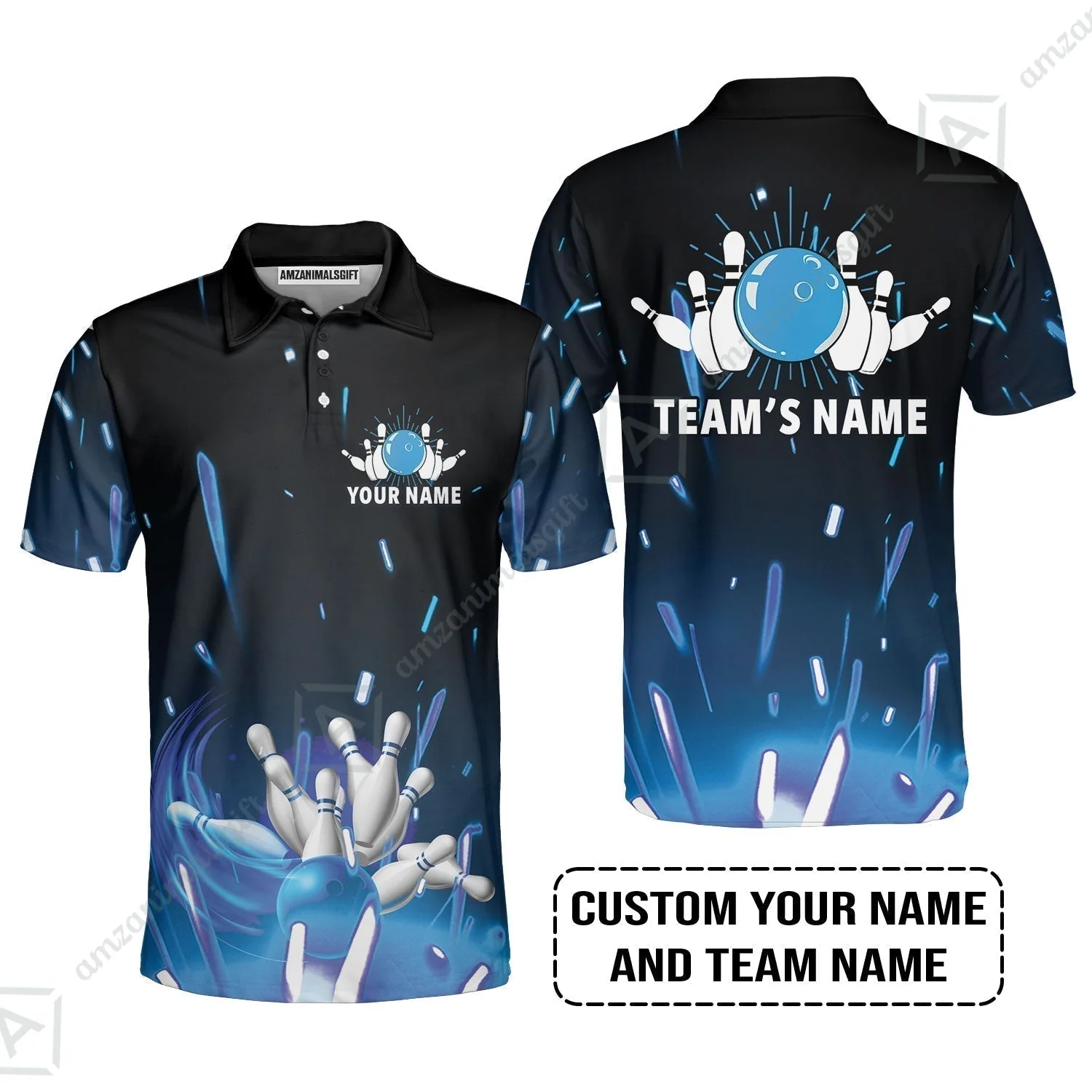 Bowling Custom Name T-Shirt - Blue Bowling Personalized T-Shirt - Gift For Friend, Family, Bowling Lovers - Image 9