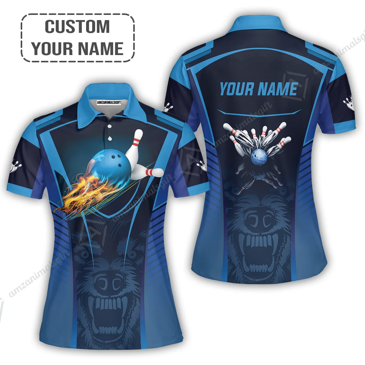 Bowling Custom Name T Shirt, The Wolf Blue Bowling Team Ball And Pins Personalized T-Shirt For Men, Gift For Bowling Lovers, Bowlers, Friend - Image 8