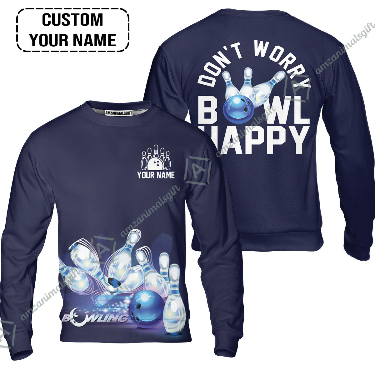 Bowling Custom Name Women Sleeveless Polo Shirt- Don't Worry Bowl Happy Personalized Women Sleeveless Polo Shirt - Gift For Friend, Family, Bowling Lovers - Image 4