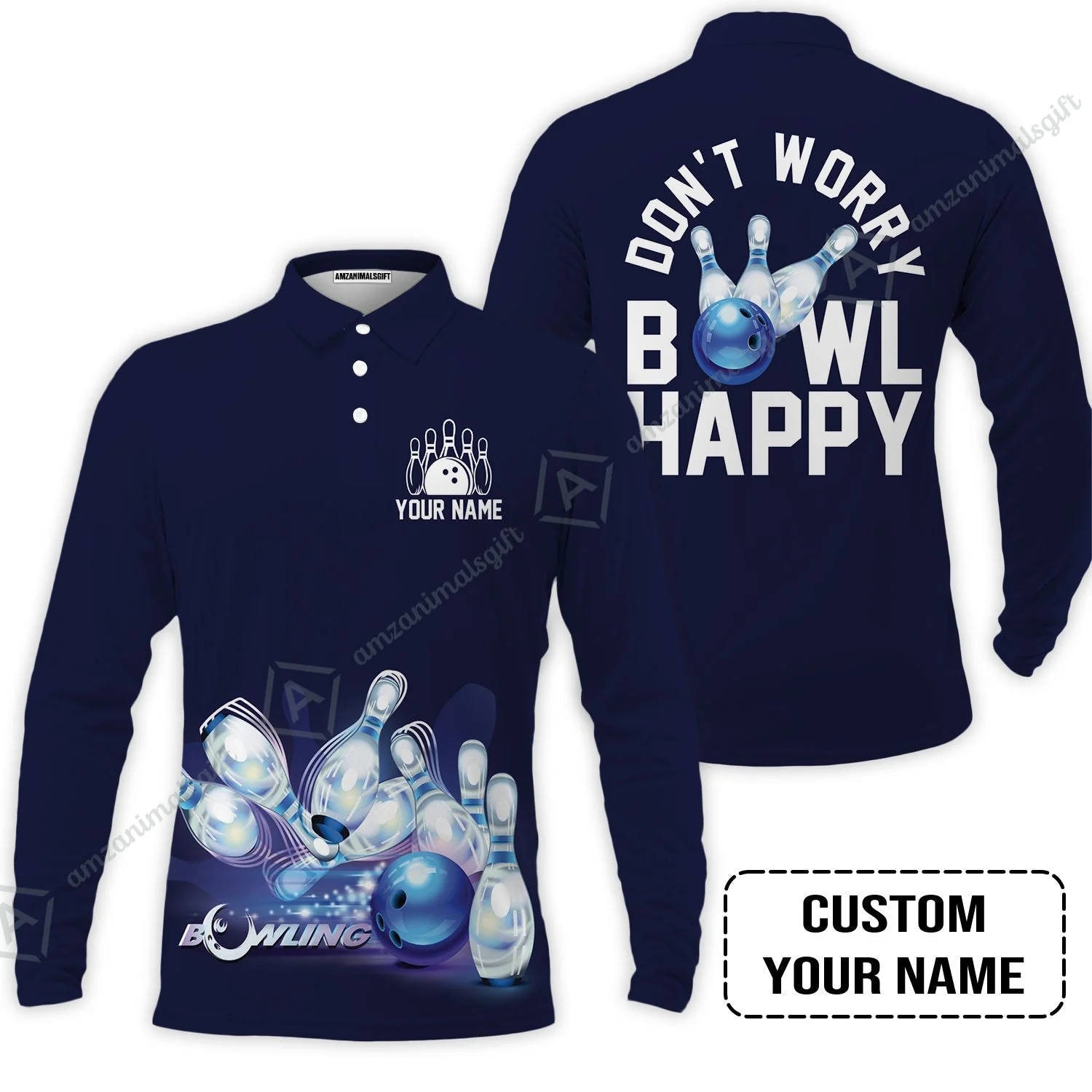 Bowling Custom Name Women Sleeveless Polo Shirt- Don't Worry Bowl Happy Personalized Women Sleeveless Polo Shirt - Gift For Friend, Family, Bowling Lovers - Image 7