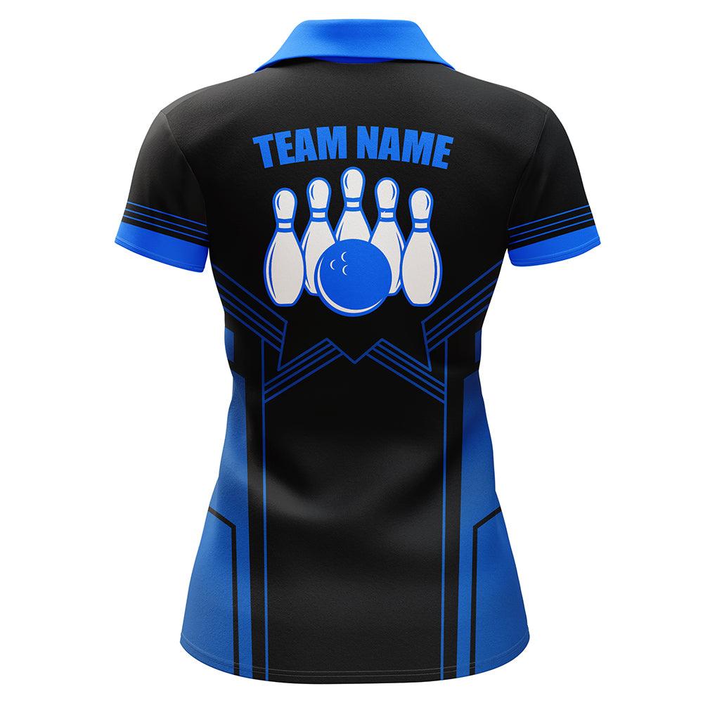 Bowling Custom Women Polo Shirt - Blue Bowling Custom Team Name, Bowling Ball And Pins Personalized Bowling Polo Shirt - Gift For Friend, Family, Bowling Lovers - Image 4