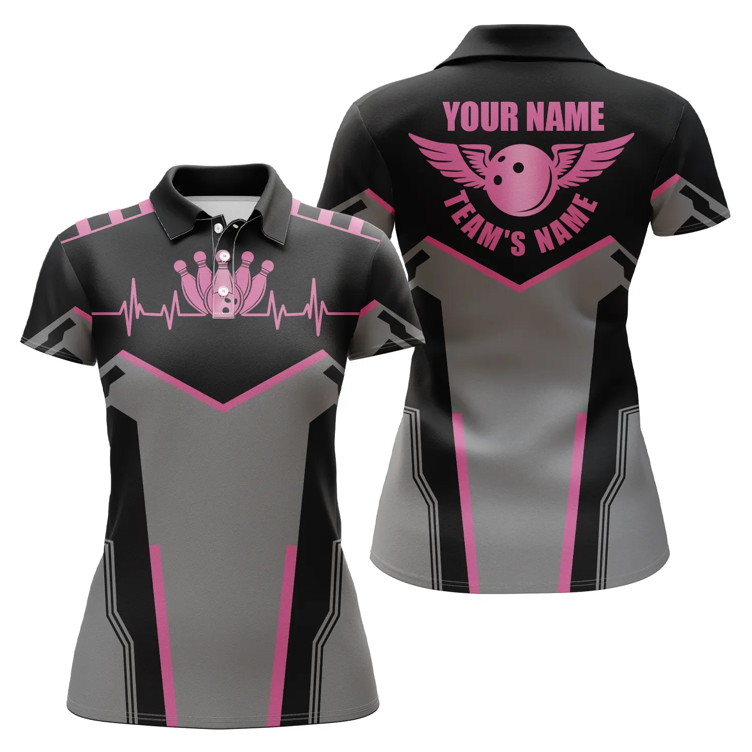 Bowling Custom Women Polo Shirt - Custom Name Bowling Ball and Pins Personalized Bowling Polo Shirt - Gift For Friend, Family, Bowling Lovers - Image 5