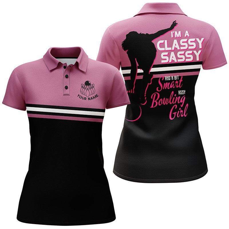 Bowling Custom Women Polo Shirt - Custom Name Classy Sasy Bowling Girl Personalized Bowling Polo Shirt - Gift For Friend, Family, Bowling Lovers - Image 2