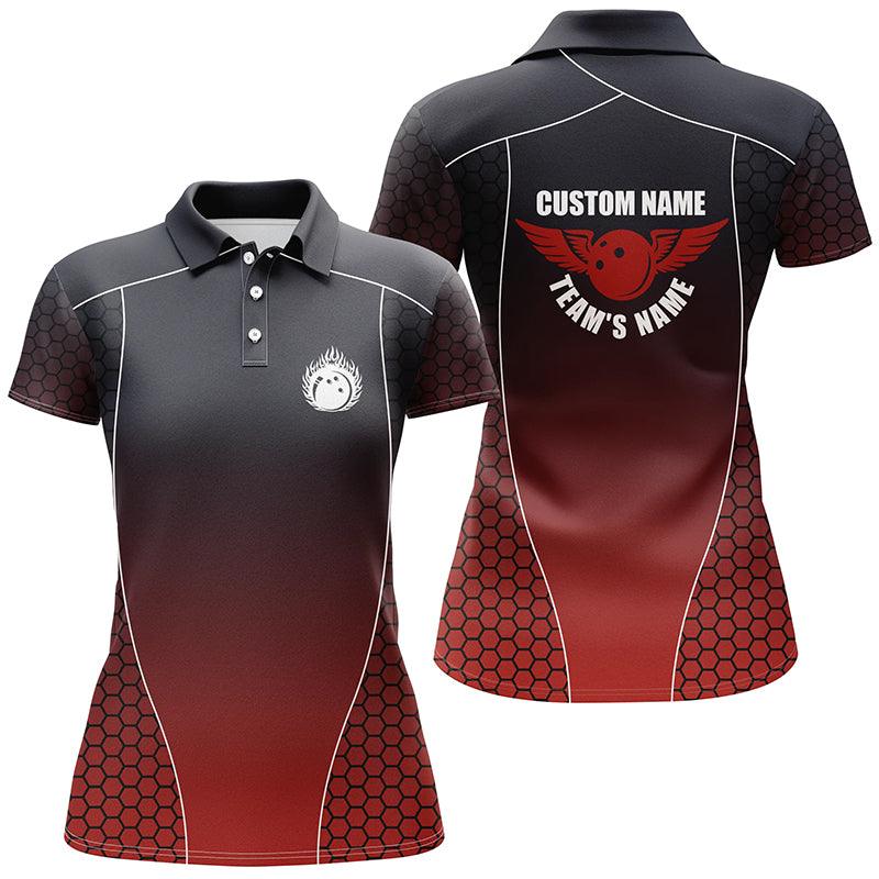 Bowling Custom Women Polo Shirt - Custom Name Flaming Ball Bowling Team Personalized Bowling Polo Shirt - Gift For Friend, Family, Bowling Lovers - Image 5