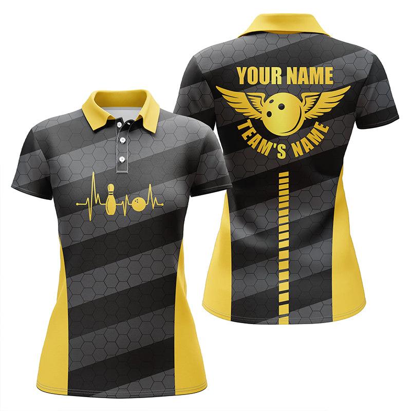 Bowling Custom Women Polo Shirt - Custom Name Heartbeat Bowling Personalized Bowling Polo Shirt - Gift For Friend, Family, Bowling Lovers - Image 2