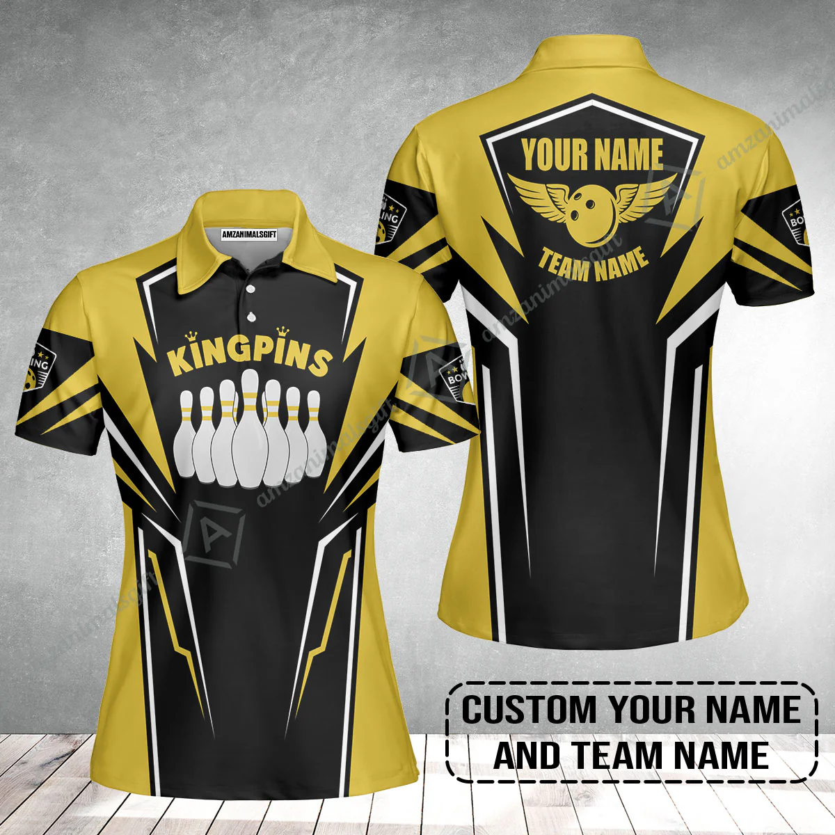 Bowling Custom Women Polo Shirt - Custom Name King Pins Bowling Team Personalized Women Polo Shirt - Image 2
