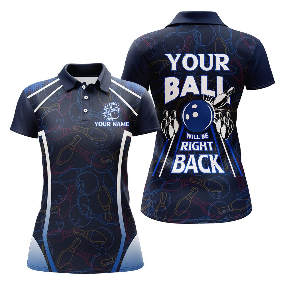 Bowling Custom Women Polo Shirt - Custom Name Polo Shirt, Funny Blue Bowling Personalized Bowling Polo Shirt - Gift For Friend, Family, Bowling Lovers - Image 2