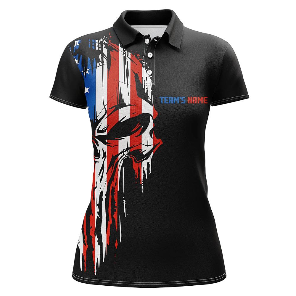 Bowling Custom Women Polo Shirt - Custom Name Skull Bowling Personalized Bowling Polo Shirt - Gift For Friend, Family, Bowling Lovers - Image 2