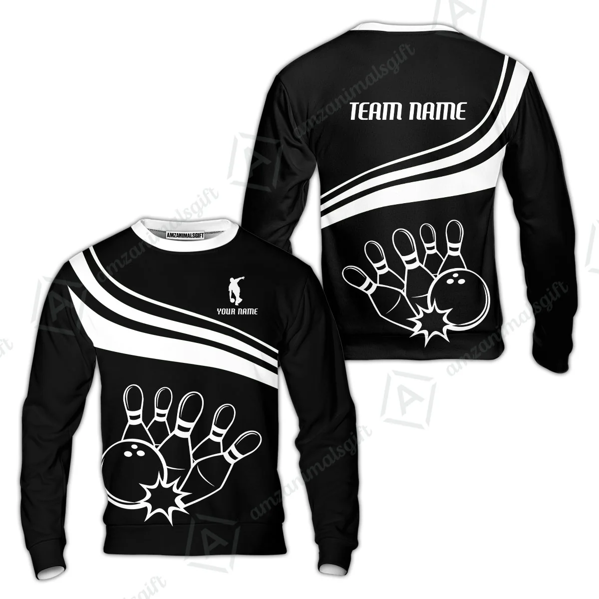 Bowling Customized Jersey Black Shirt White Curve Bowling Tenpin Quarter Zip Shirt, Outfit For Bowlers, Bowling Team - Image 10