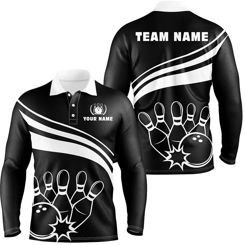 Bowling Customized Jersey Black Shirt White Curve Bowling Tenpin Quarter Zip Shirt, Outfit For Bowlers, Bowling Team - Image 8
