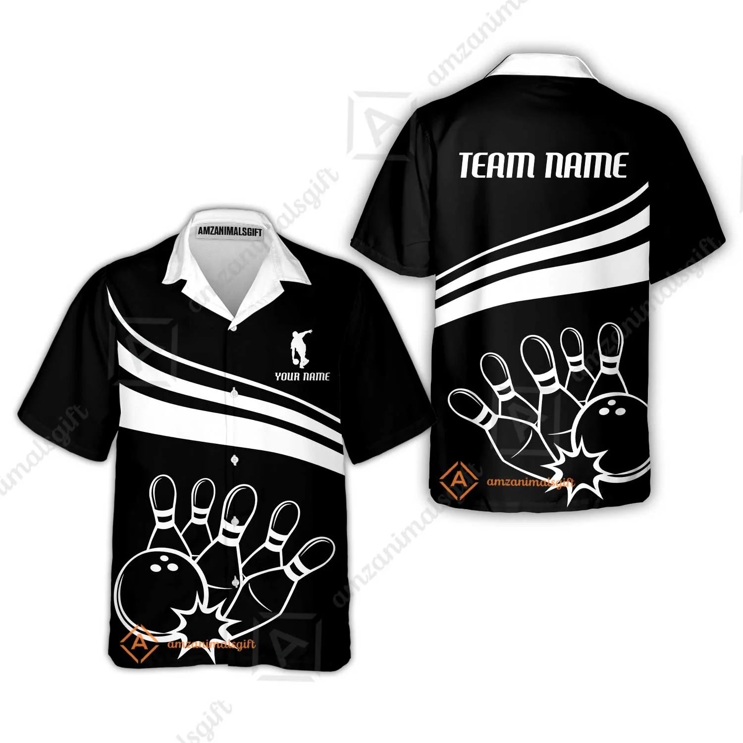 Bowling Customized Jersey Black Shirt White Curve Bowling Tenpin Quarter Zip Shirt, Outfit For Bowlers, Bowling Team - Image 9