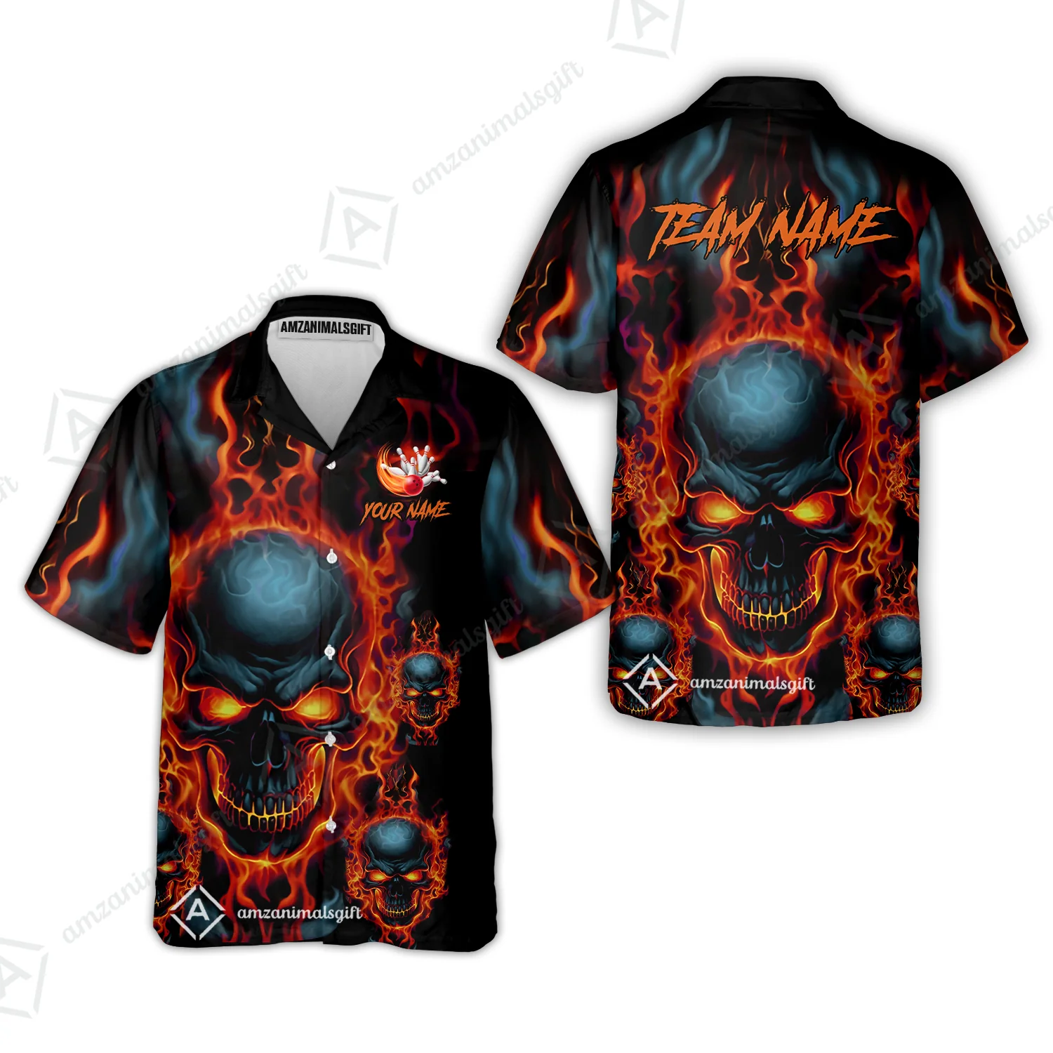 Bowling Customized Jersey Shirt Purple Flame Skull Bowling Tenpin Quarter Zip Shirt, Outfit For Bowlers, Bowling Team - Image 23