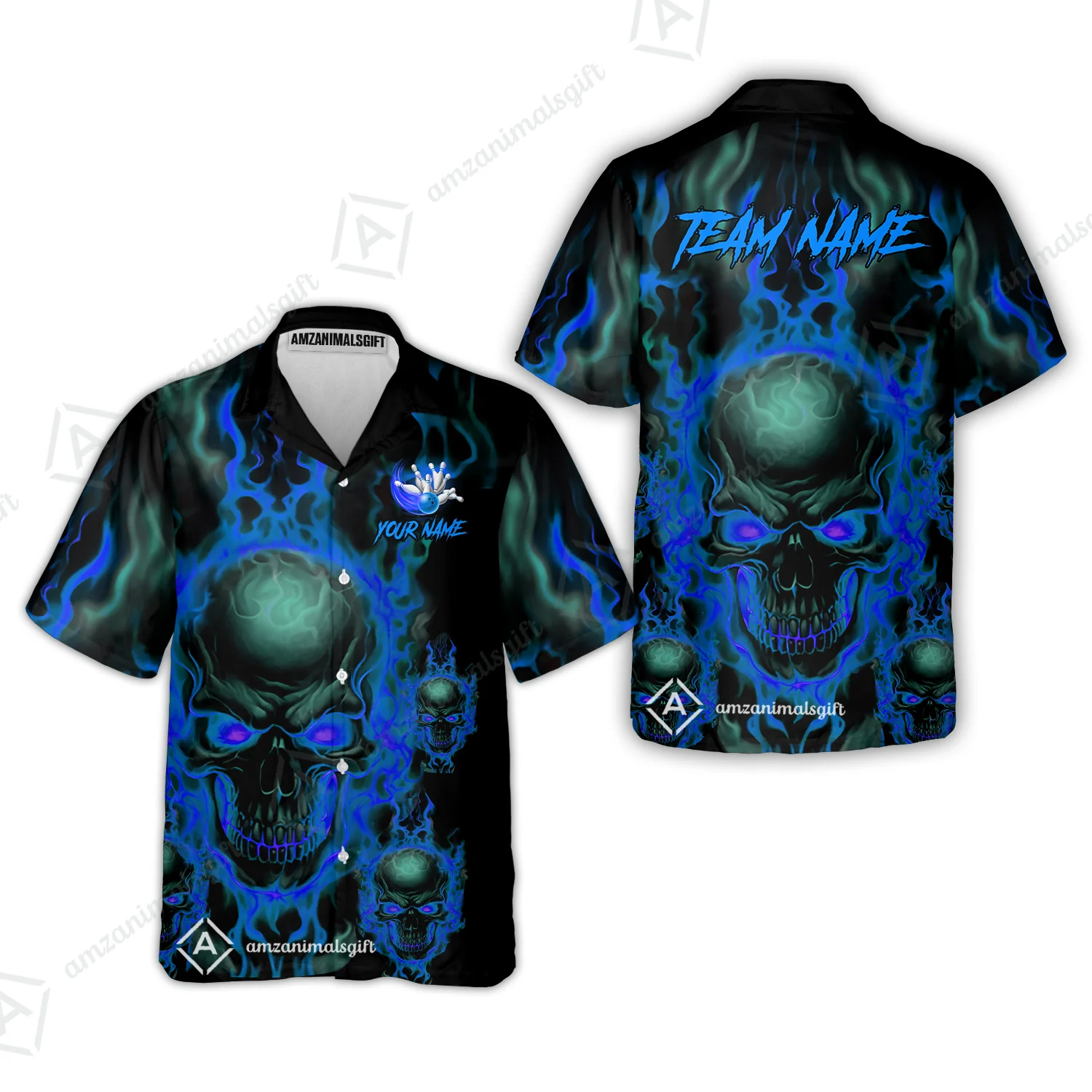 Bowling Customized Jersey Shirt Purple Flame Skull Bowling Tenpin Quarter Zip Shirt, Outfit For Bowlers, Bowling Team - Image 24