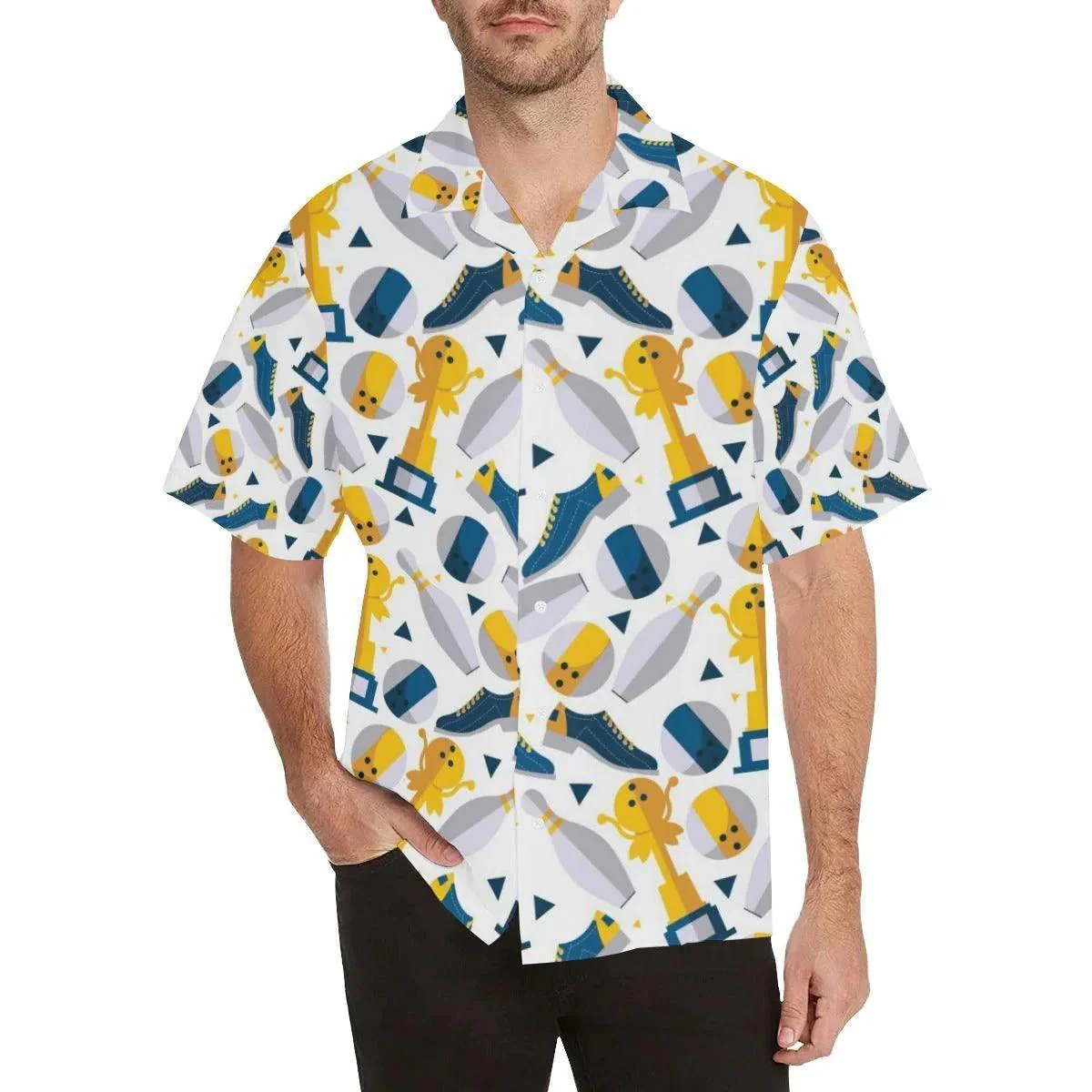 Bowling Hawaiian Shirt, Bowling Ball And Shoes Pattern White Aloha Hawaiian Shirts For Men and Women - Gift For Bowling Lovers, Friend, Family