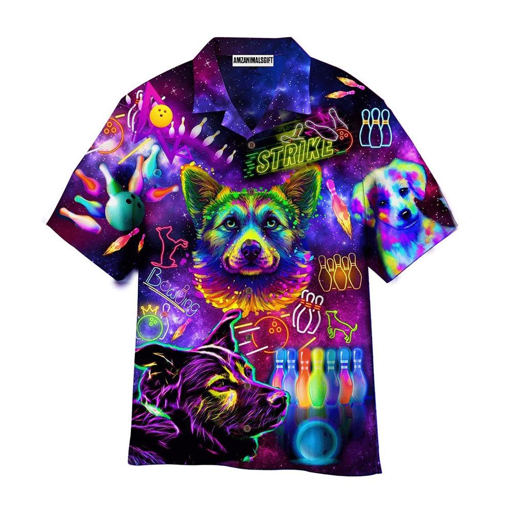 Bowling Hawaiian Shirt, Bowling Rolling With My Dog Homies Galaxy Aloha Hawaiian Shirts For Men and Women - Gift For Bowling Lovers, Friend, Family
