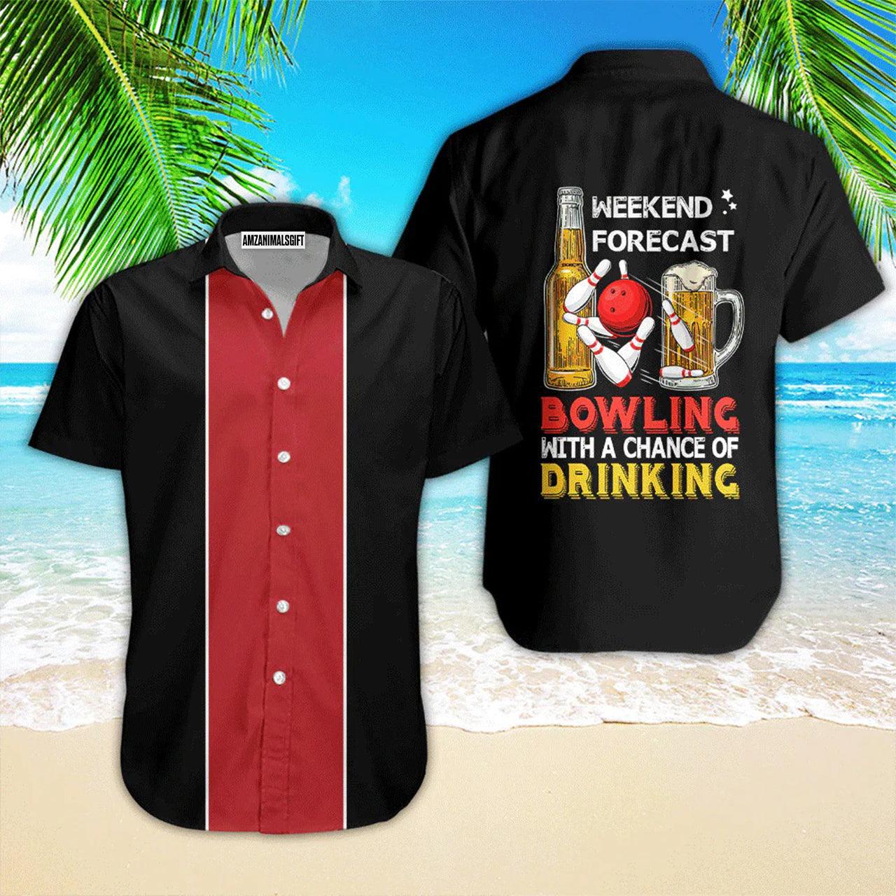 Bowling Hawaiian Shirt, Bowling Weekend Forecast Black Aloha Hawaiian Shirts For Men and Women - Gift For Bowling Lovers, Friend, Family - Image 2