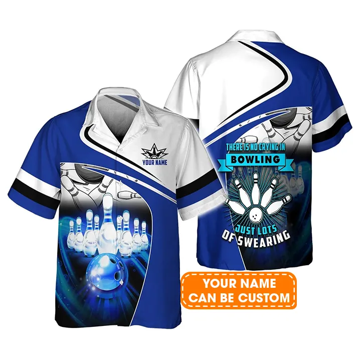 Bowling Hawaiian Shirt Custom Name - There Is No Crying In Bowling Just Lots Of Swearing Personalized Aloha Hawaiian Shirt - Gift For Friend, Family, Bowling Lovers - Image 2