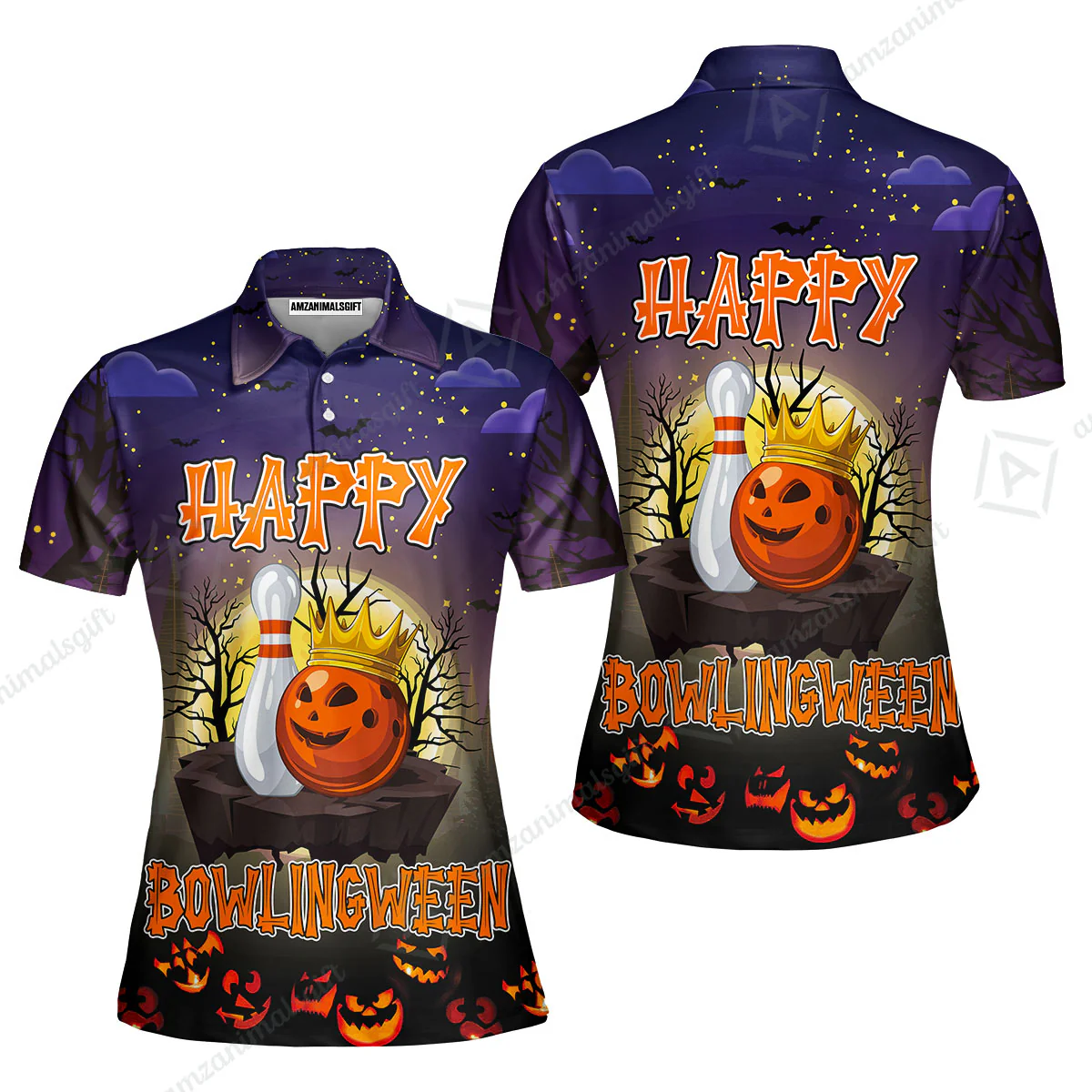 Bowling Hawaiian Shirt, Halloween Bowling Happy Bowlinween Aloha Hawaiian Shirts For Men and Women - Gift For Bowling Lovers, Friend, Family - Image 4