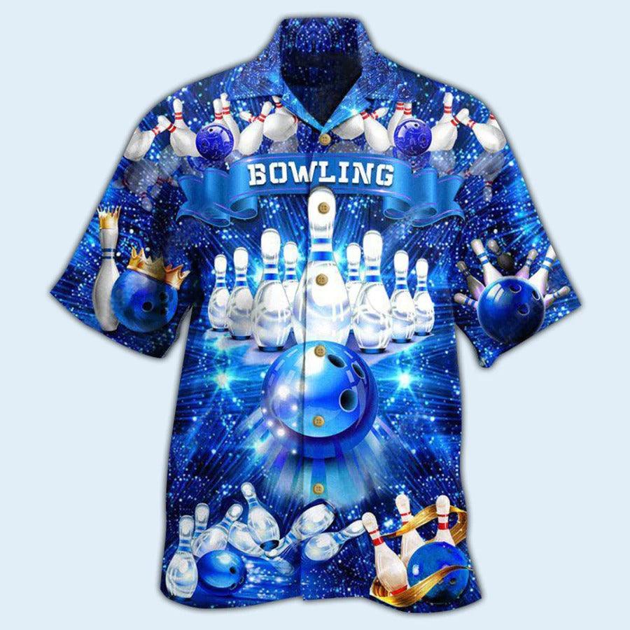 Bowling Hawaiian Shirt, King's Bowling Hawaiian Shirt, Blue Bowling Roll Shirt For Men - Perfect Gift For Bowling Lovers, Bowlers - Image 3