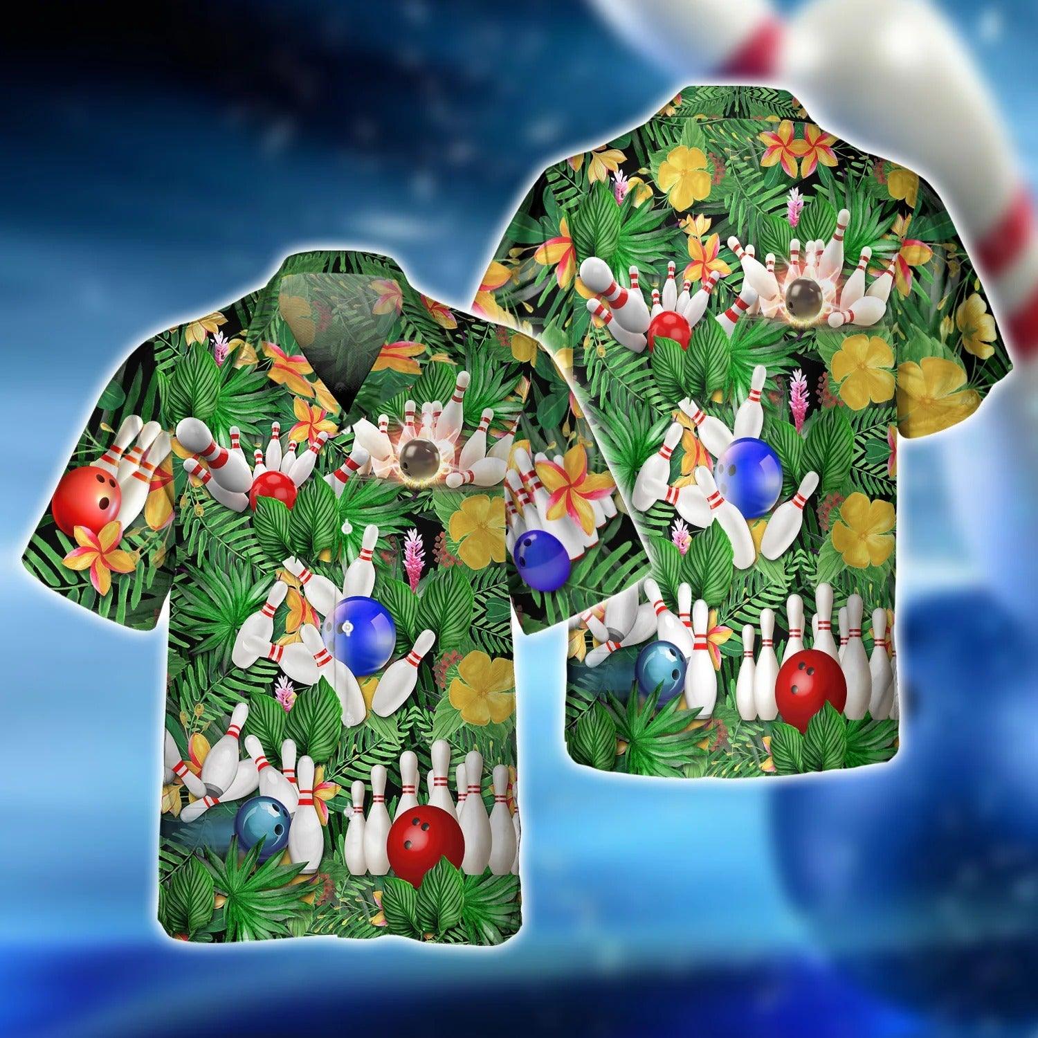 Bowling Hawaiian Shirt - Multiple Bowl And Ball In Flower Aloha Hawaiian Shirt - Gift For Friend, Family, Bowling Lovers