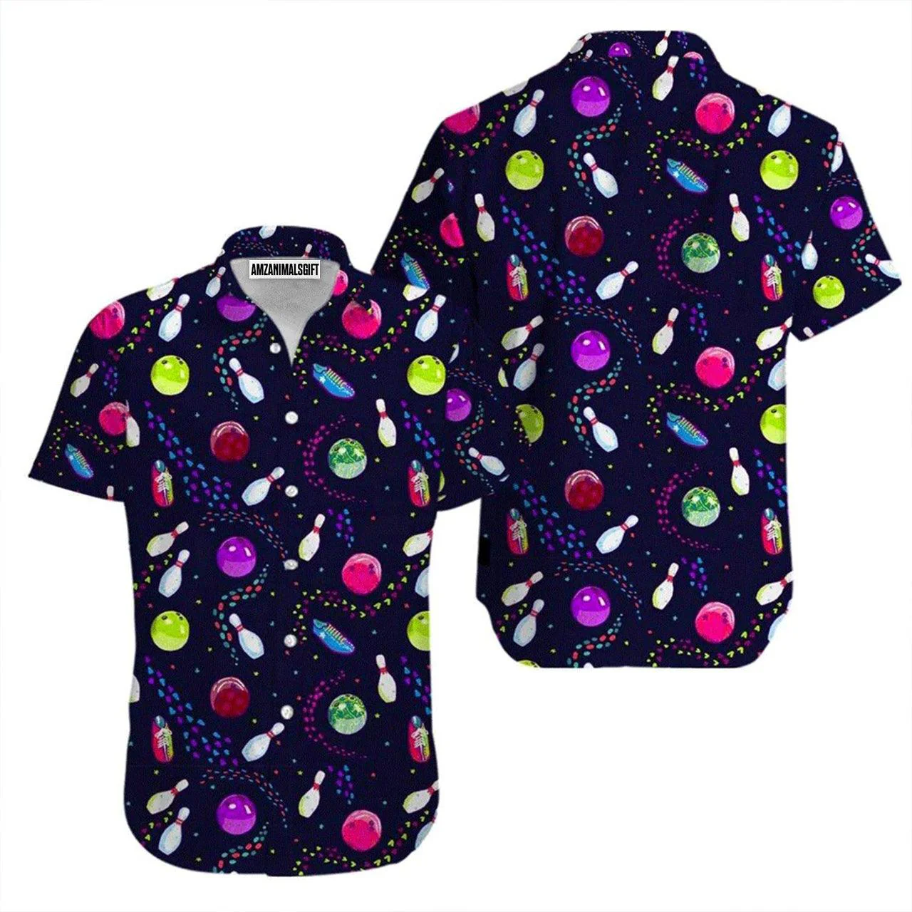 Bowling Hawaiian Shirt, Order Bowling Galaxy Black Aloha Hawaiian Shirts For Men and Women - Gift For Bowling Lovers, Friend, Family