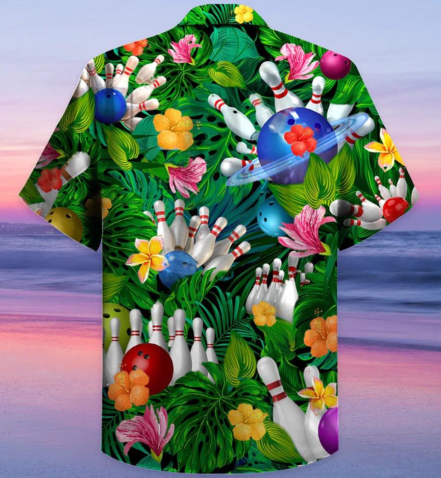 Bowling Hawaiian Shirt, Tropical Floral Tropical Leaves Hawaiian Shirt, Bowling Roll Aloha Shirt For Men - Perfect Gift For Bowling Lovers, Bowlers - Image 3