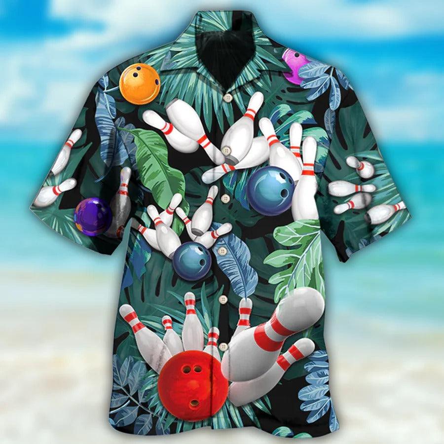 Bowling Hawaiian Shirt, Tropical Leaves Hawaiian Shirt, Bowling I'm So Happy Aloha Shirt For Men - Perfect Gift For Bowling Lovers, Bowlers - Image 2
