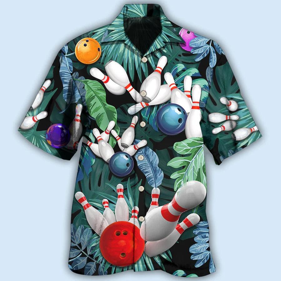 Bowling Hawaiian Shirt, Tropical Leaves Hawaiian Shirt, Bowling I'm So Happy Aloha Shirt For Men - Perfect Gift For Bowling Lovers, Bowlers - Image 3