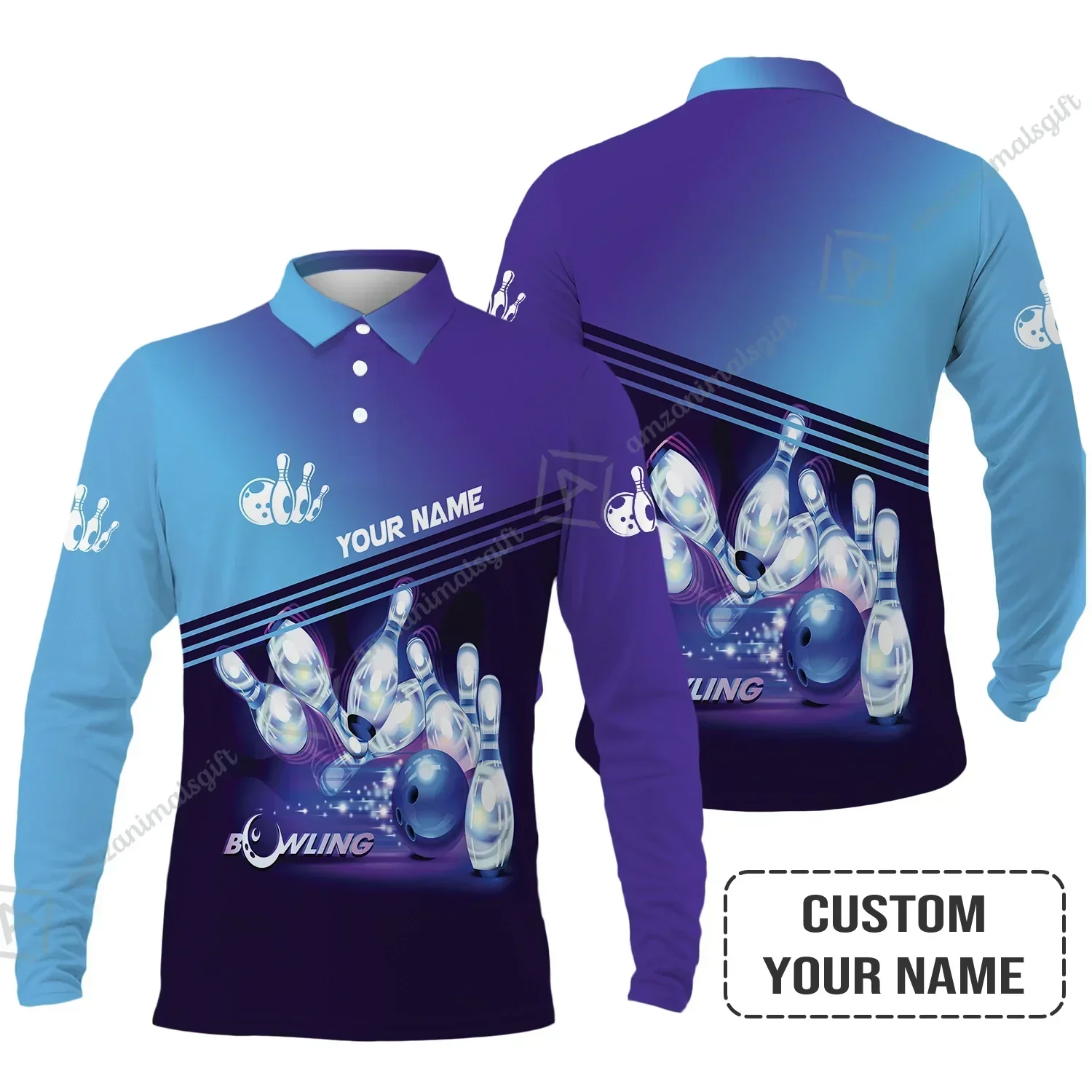Bowling Hawaiian Shirt With Custom Name, Personalized Blue Bowling Shirt Uniform Players, Perfect Outfits For Bowling Lovers, Bowlers - Image 6