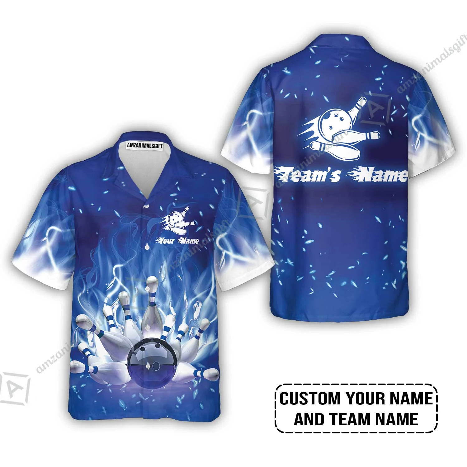 Bowling Long Polo Shirt Custom Name - Bowling On Blue Fire Personalized Bowling Long Polo Shirt - Image 7