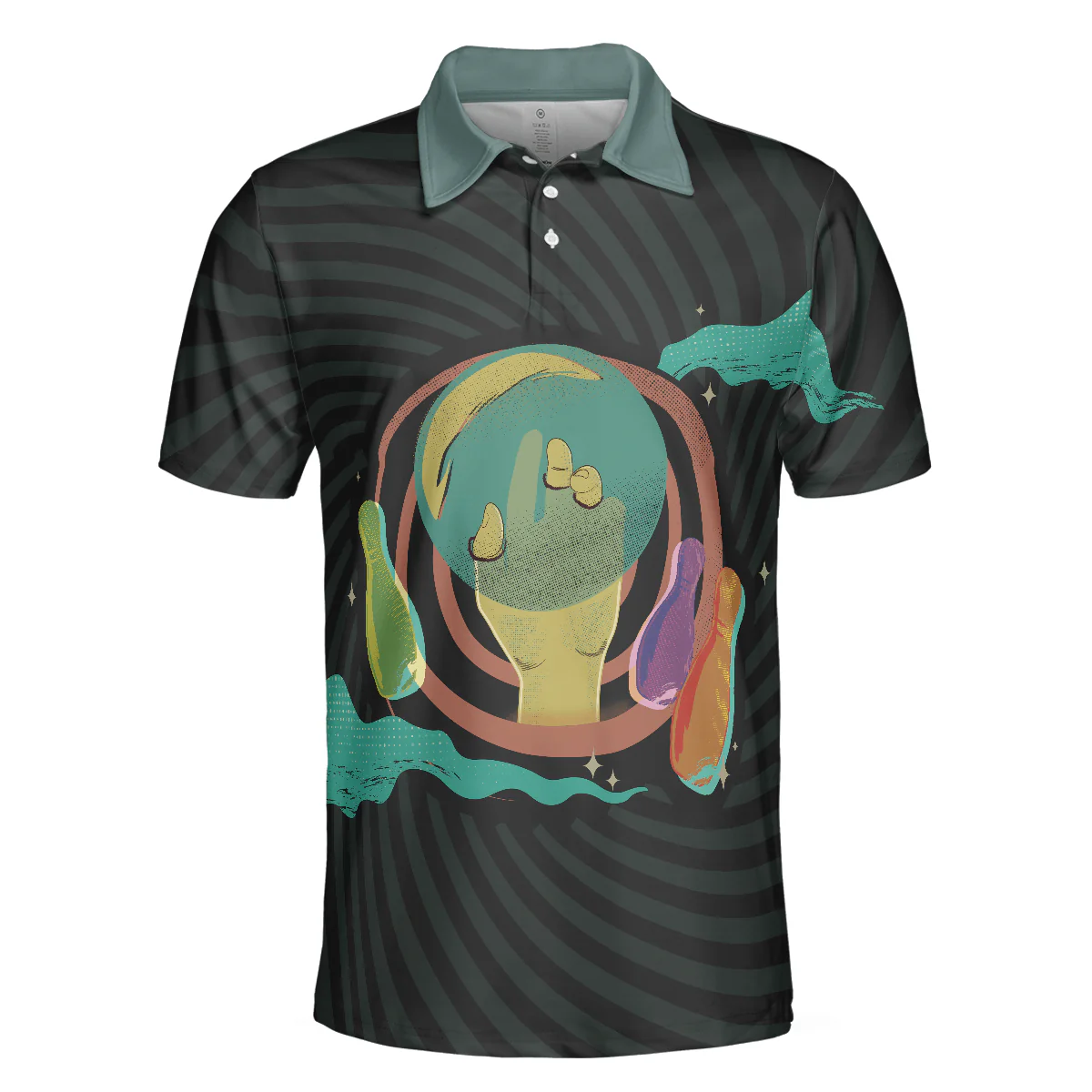 Bowling Men Polo Shirt - Artistic Bowling Transparent Bowling Polo Shirt For Men - Perfect Gift For Friend, Family, Bowling Lovers - Image 3