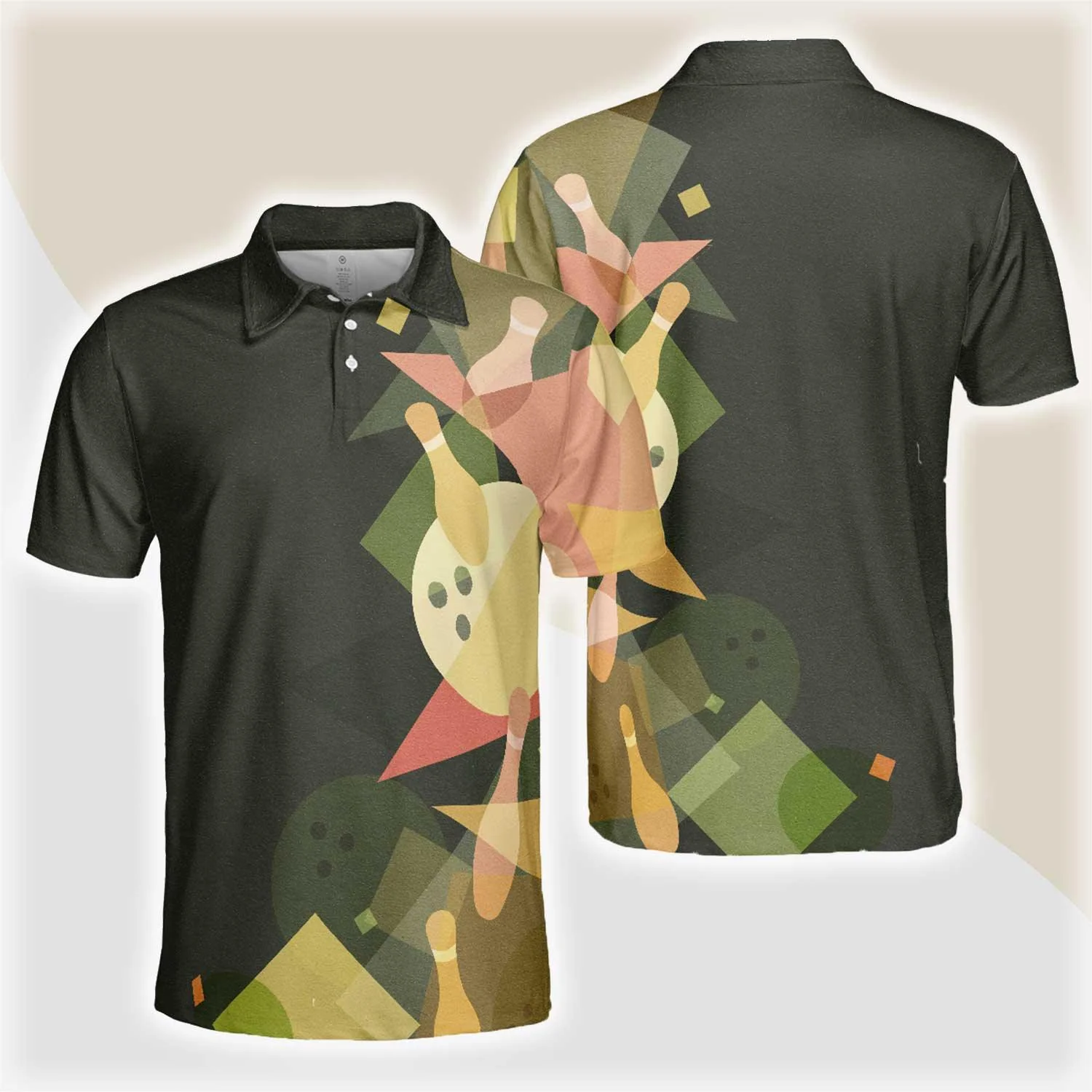 Bowling Men Polo Shirt - Artistic Colorful Bowling Polo Shirt For Men - Perfect Gift For Friend, Family, Bowling Lovers
