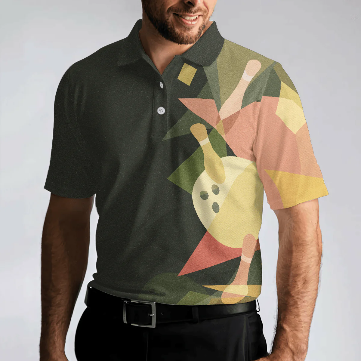 Bowling Men Polo Shirt - Artistic Colorful Bowling Polo Shirt For Men - Perfect Gift For Friend, Family, Bowling Lovers - Image 5