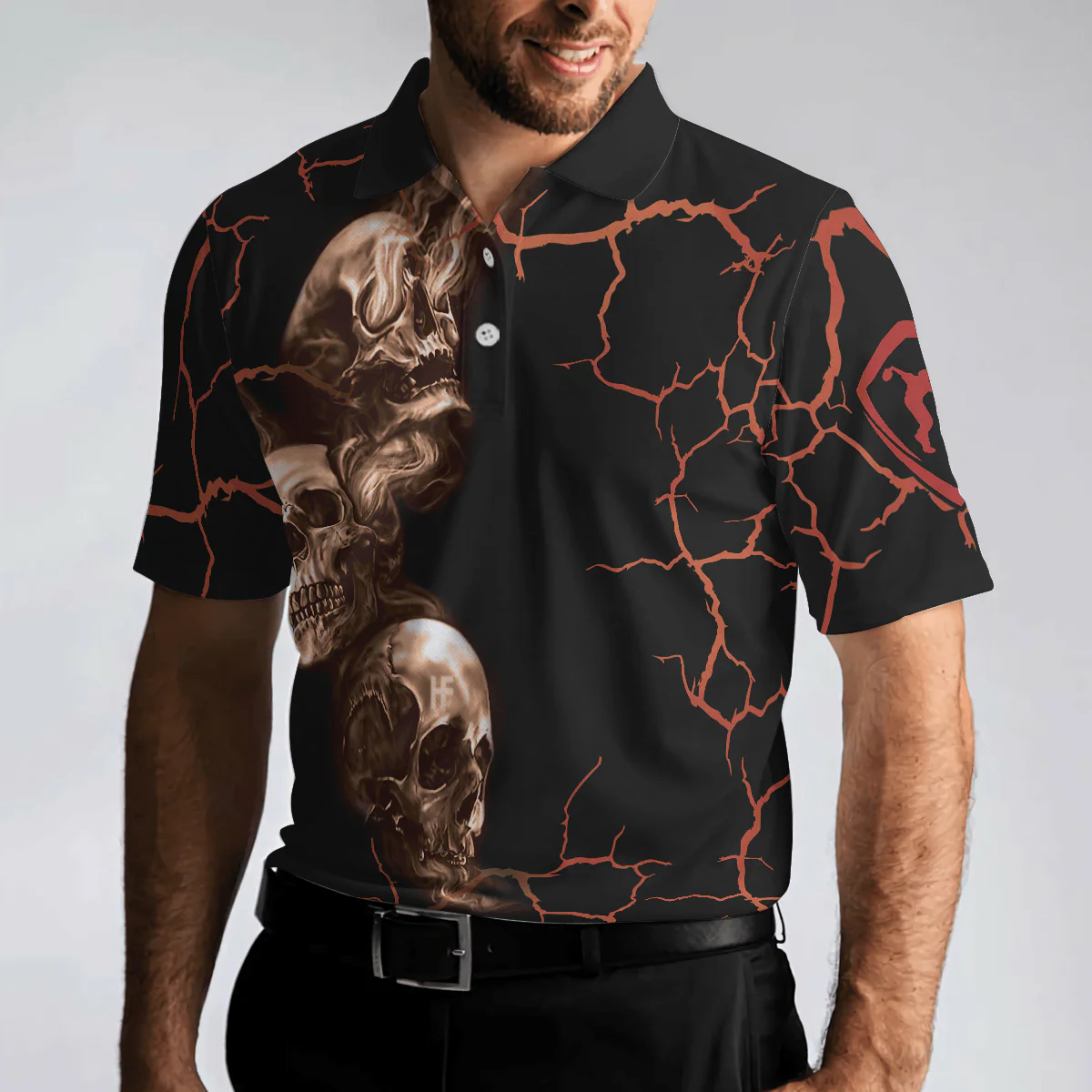 Bowling Men Polo Shirt - Bowl Curse Polo Shirt, Skull Bowling, Spooky Halloween Bowling Polo Shirt - Gift For Friend, Family, Bowling Lovers - Image 6