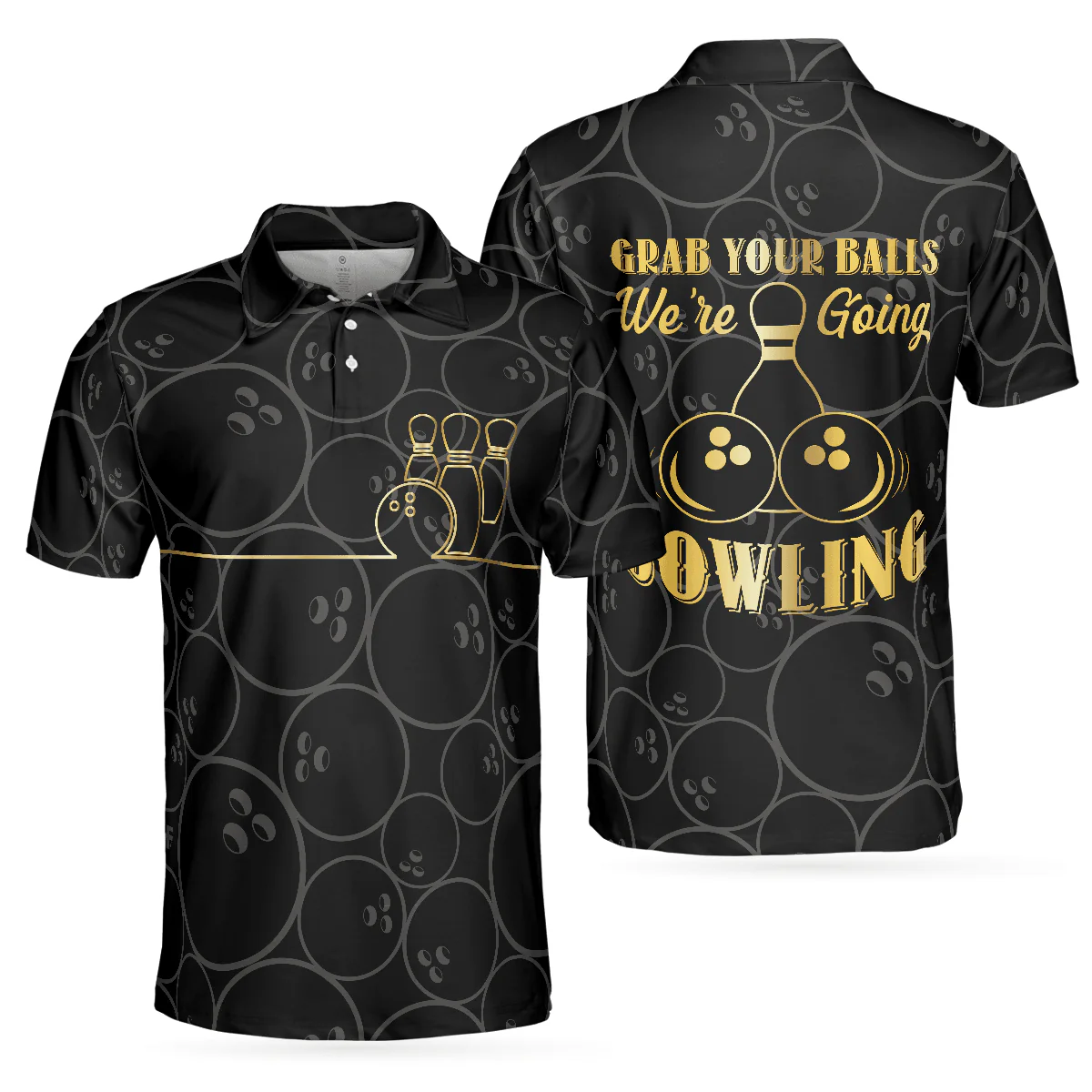 Bowling Men Polo Shirt - Bowling Ball Pattern Men Polo Shirt - Best Bowling Gift For Men - Perfect Gift For Friend, Family, Bowling Lovers - Image 2